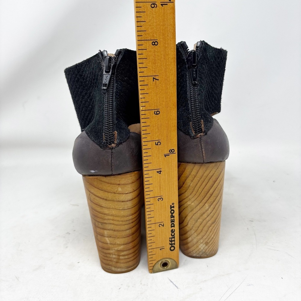 Free People Suede Leather Wood Platform Clog Block Heel Booties Size 40/9.5 - Picture 6 of 9